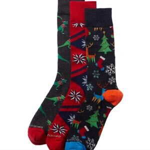 NWT Unisex Socks 3 pk Dinosauer Reindeer Christmas Tree & Stars Gift Box Preppy